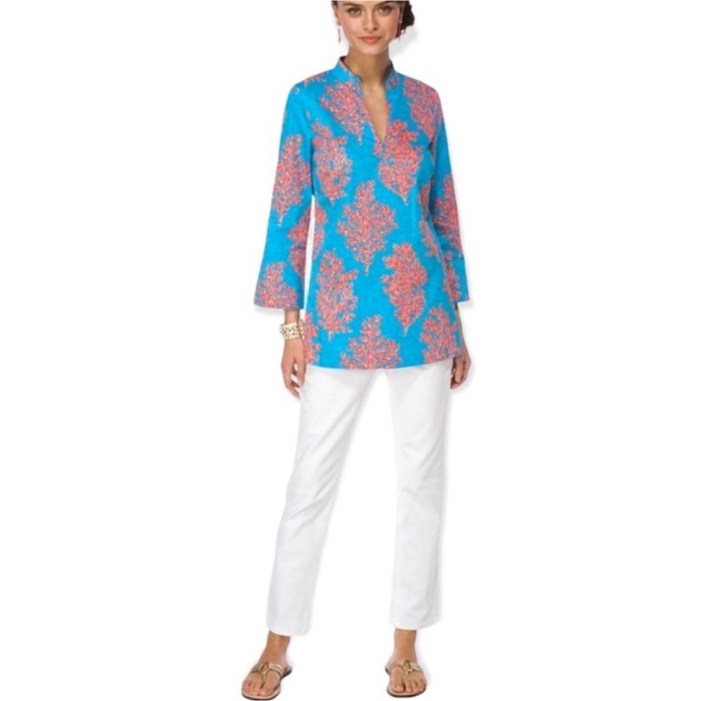 Lilly Pulitzer Turquoise and Coral Tunic Top